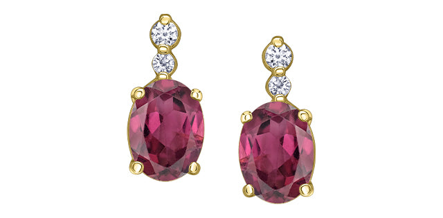 Yellow Gold Rhodolite Garnet Earrings ML978YRHGA